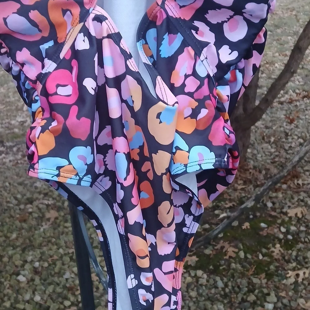 CUPSHE Multicolored Leopard Print O-Ring One Piece Swimsuit SZ 8
